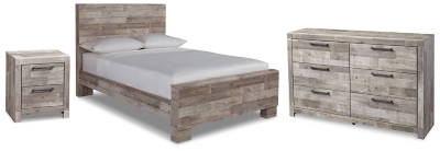 Effie Full Panel Bed with Dresser and Nightstand, Whitewash