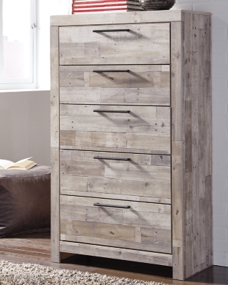 B255-46 Effie 5 Drawer Chest of Drawers, Whitewash sku B255-46