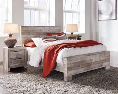 APK-B255-QPB Effie Queen Panel Bed, Whitewash sku APK-B255-QPB