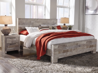 APK-B255-KPB Effie King Panel Bed, Whitewash sku APK-B255-KPB