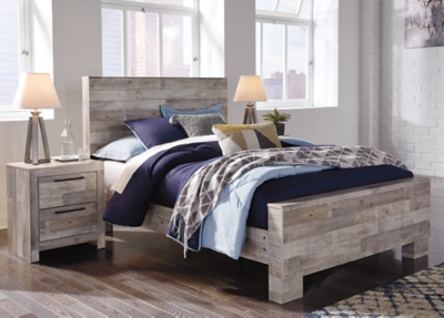 APK-B255-FPB Effie Full Panel Bed, Whitewash sku APK-B255-FPB