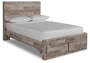 Effie Full Panel Bed with 2 Storage Drawers, Whitewash, large