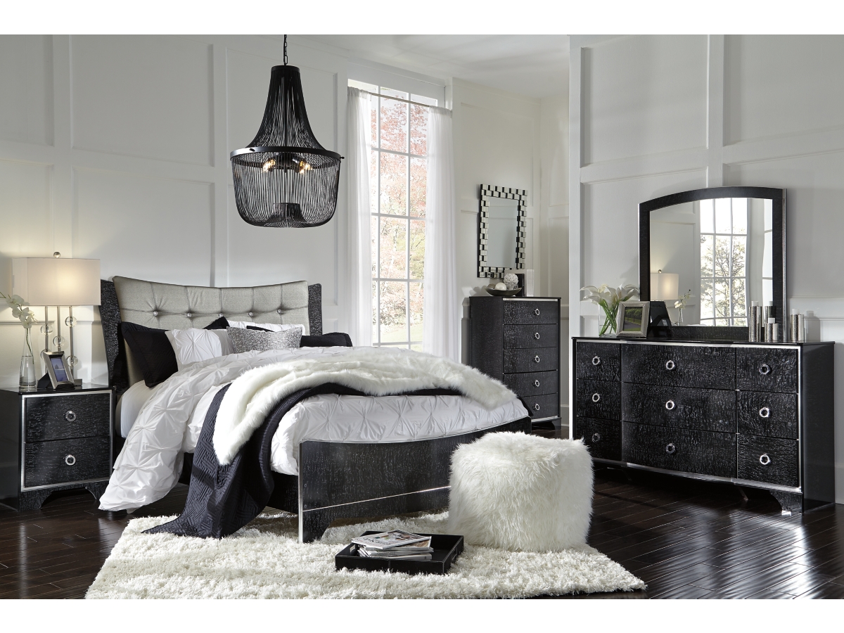 Ashley furniture black and silver bedroom set discount