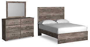 Ralinksi Full Panel Bed with Mirrored Dresser, Gray, large