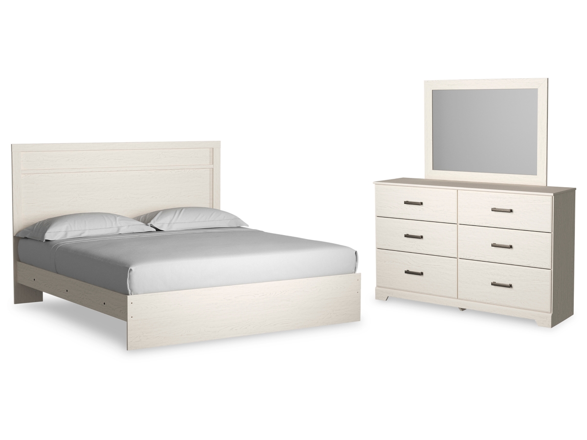 Stelsie King Panel Bed with Mirrored Dresser | Ashley