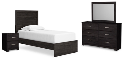 APG-B2589B11-6P Belachime Twin Panel Bed with Mirrored Dresser and sku APG-B2589B11-6P