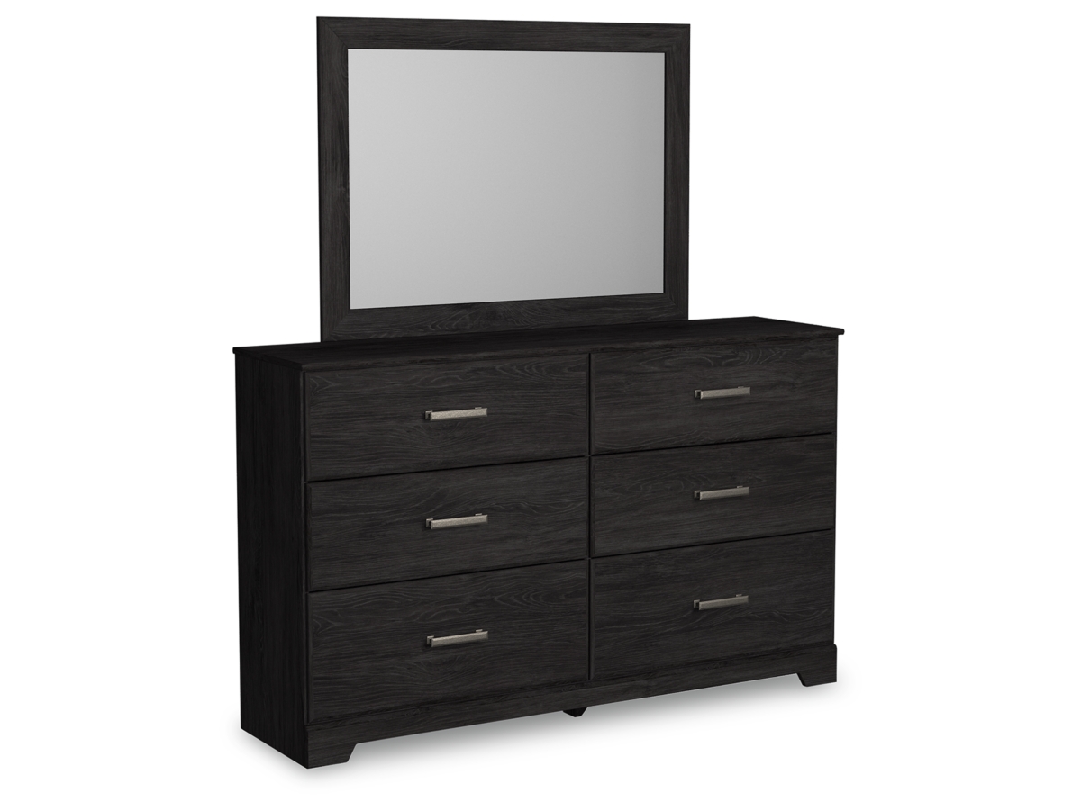w#bdq♡ Belachime Queen Panel Bed with Mirrored Dresser and