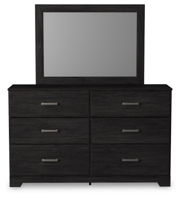 black dresser with mirror