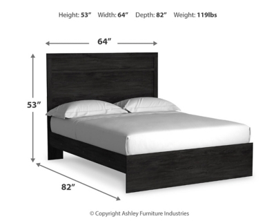 Belachime Queen Panel Bed, Black, large