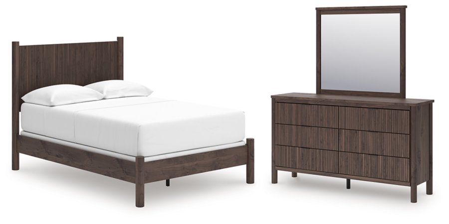Cama Cadmori de panel completo, cómoda y espejo - image 1