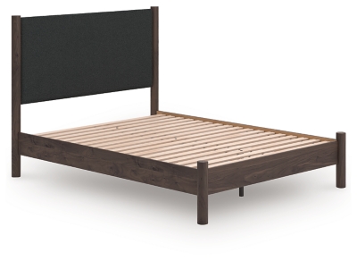 Cadmori Queen Upholstered Panel Platform Bed, Brown, rollover