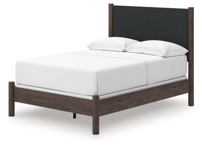 Cadmori Full Upholstered Panel Bed, Brown, large