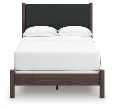 Cadmori Full Upholstered Panel Bed, Brown, large