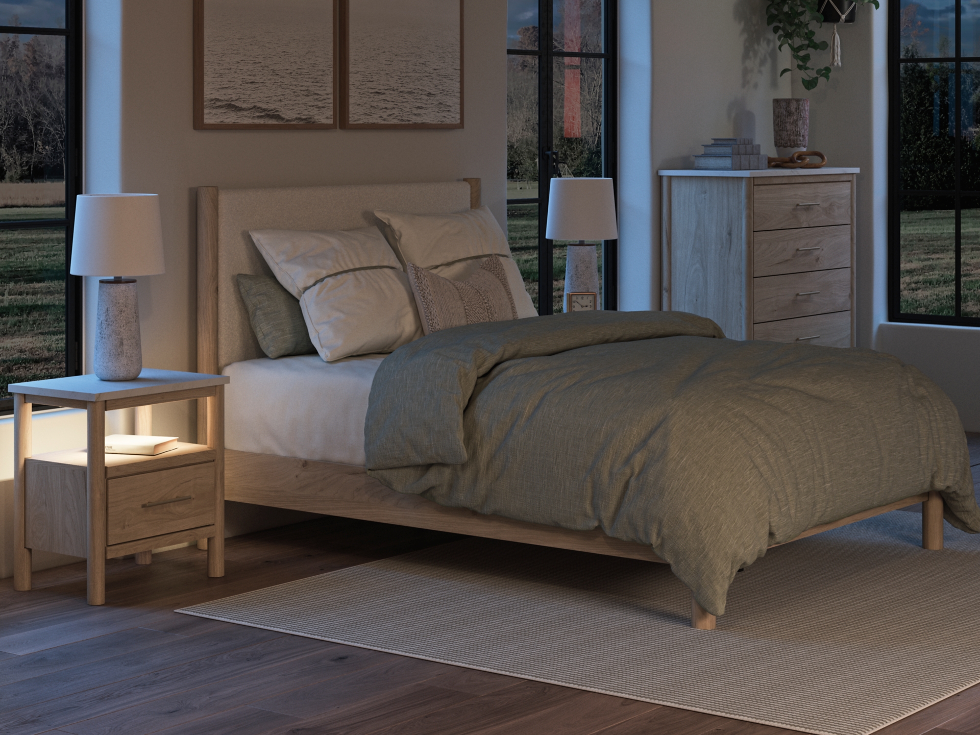 Image 2 of Cadmori Upholstered Panel Bed Two-tone 