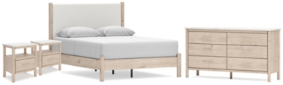Cadmori Queen Upholstered Panel Bed with Dresser and 2 Nightstands image 1