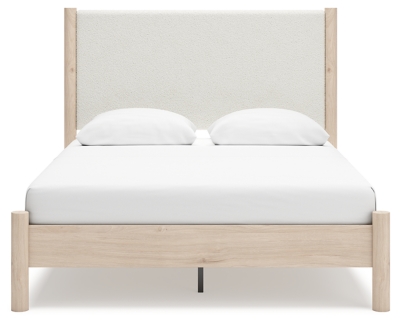 Cadmori Queen Upholstered Panel Bed with Mirrored Dresser image 3