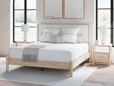 Cadmori King Upholstered Panel Bed, Two-tone, rollover