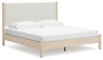 Cadmori King Upholstered Panel Bed, Two-tone, large