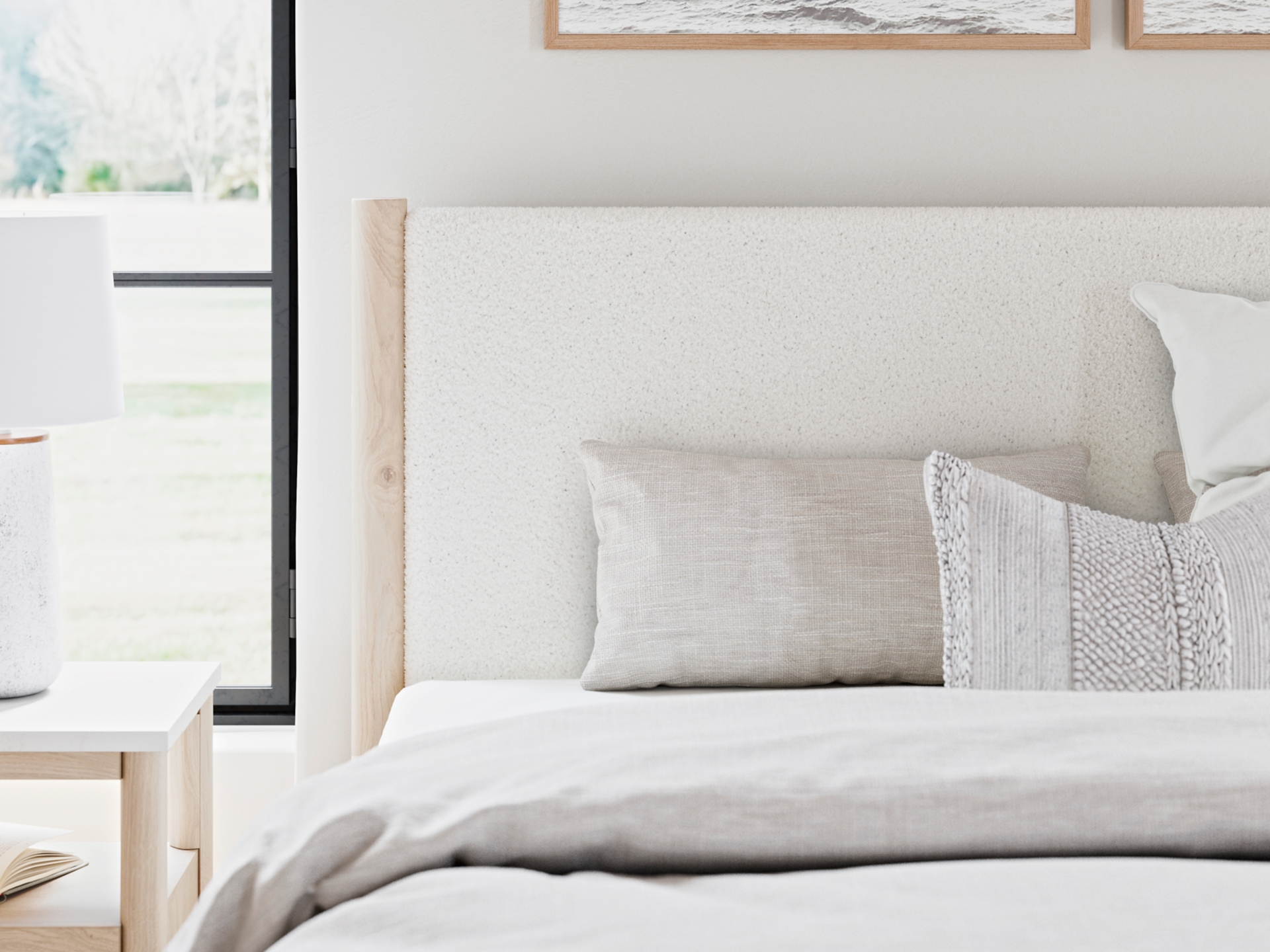 Image 1 of Cadmori Upholstered Panel Bed Two-tone 