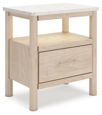 Cadmori Queen Upholstered Panel Bed with Mirrored Dresser and Chest image 9