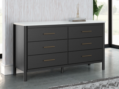 Cadmori 6 Drawer Dresser, Black/White