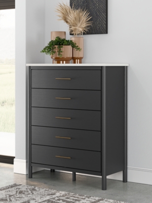 Cadmori 5 Drawer Chest of Drawers, Black/White