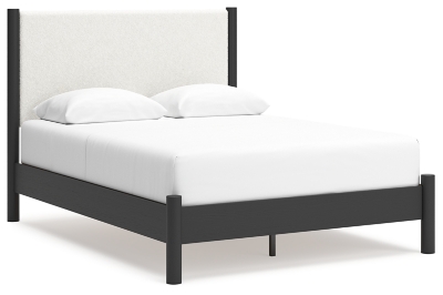 Cadmori Queen Upholstered Panel Bed, Black/White, large