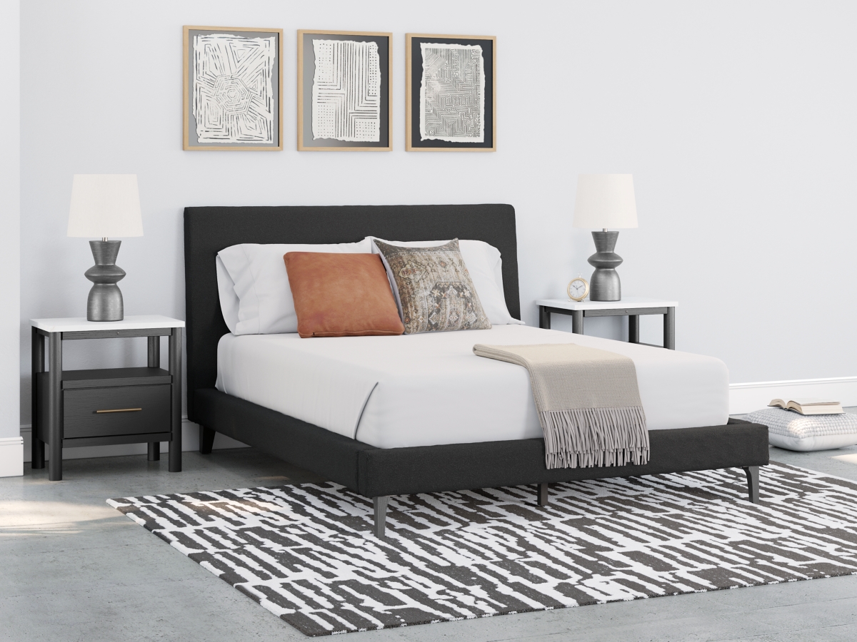 ◇Ashley Furniture　|　KINDREAM　マットレス付　クイーン Cadmori Queen Upholstered Bed with Roll Slats | Ashley