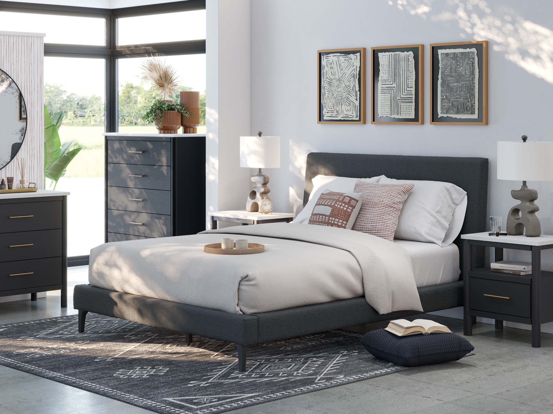 Cadmori Upholstered Bed with Roll Slats