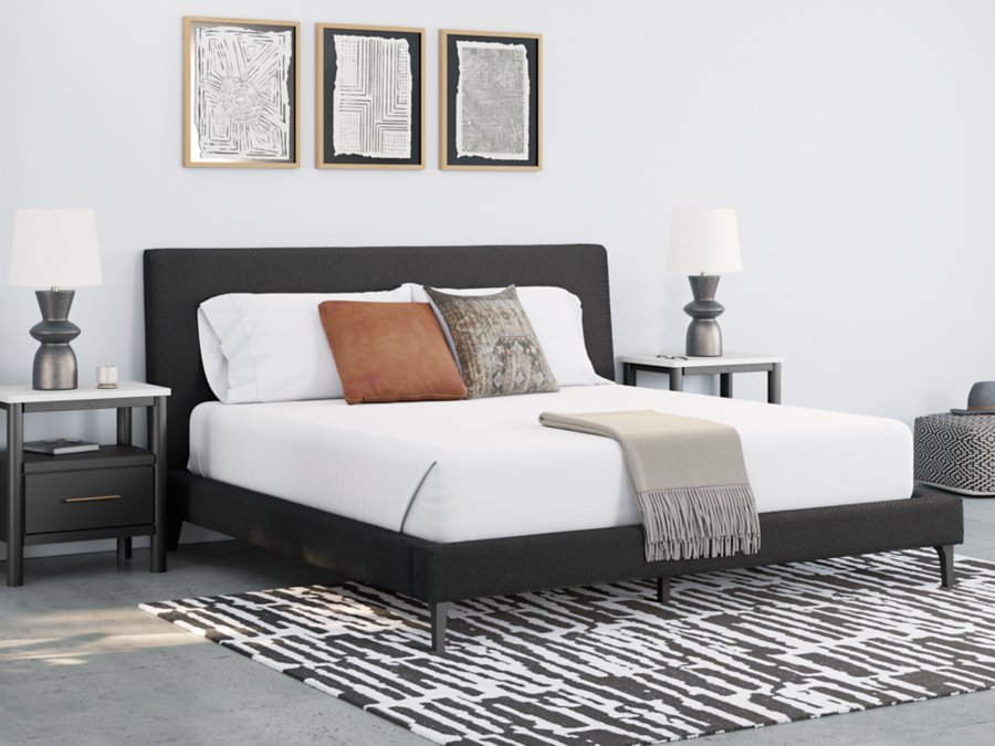 Cadmori King Upholstered Bed with Roll Slats - image 1