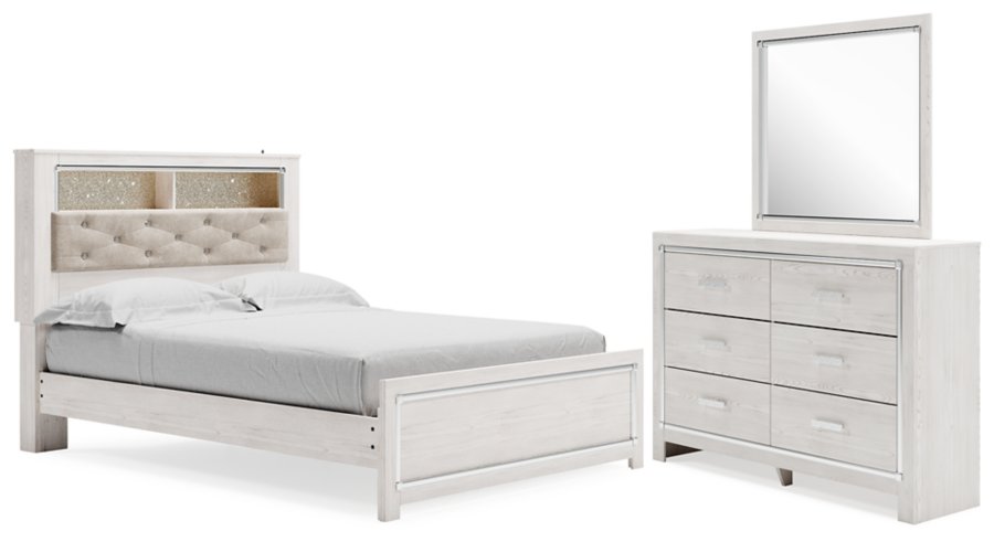 Altyra Queen Upholstered Panel Bed, Dresser and Mirror - image 1