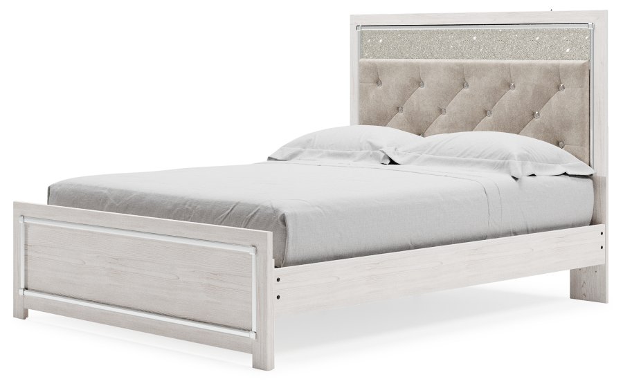 Cama tapizada con paneles Queen Altyra, cómoda y espejo - image 13
