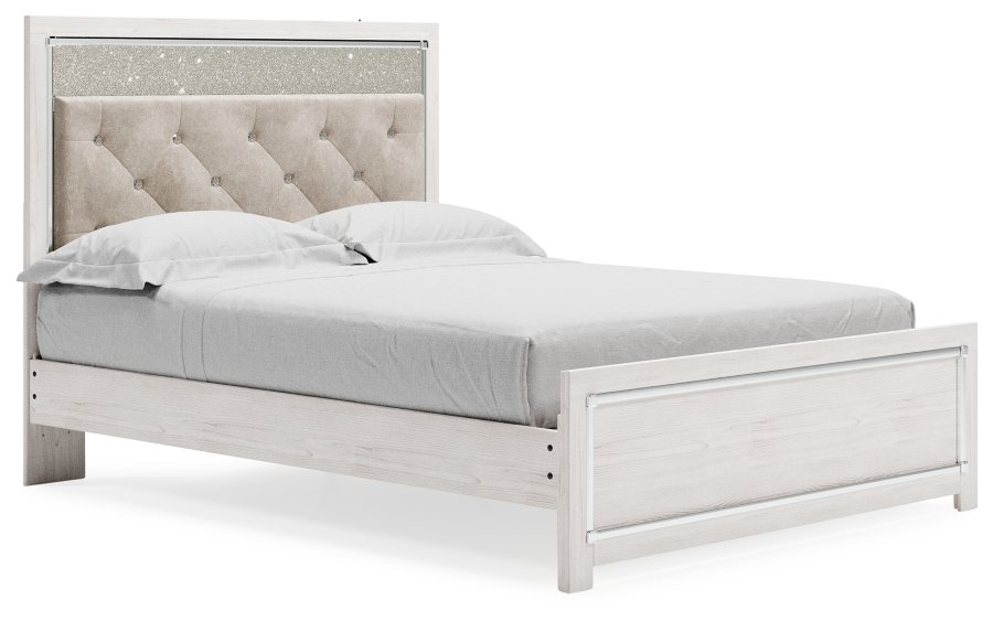 Cama tapizada con paneles Queen Altyra, cómoda y espejo - image 10