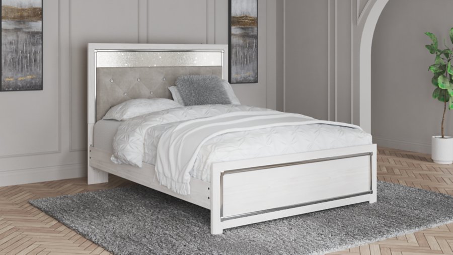 Cama tapizada con paneles Queen Altyra, cómoda y espejo - image 15