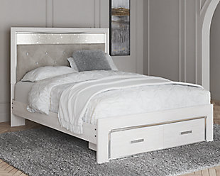 Altyra Queen Upholstered Storage Bed, White, rollover