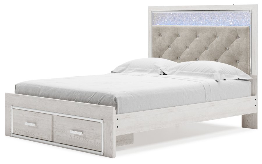 Cama Altyra Queen tapizada con panel y almacenamiento, cómoda y espejo - image 14