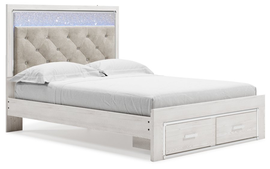 Cama Altyra Queen tapizada con panel y almacenamiento, cómoda y espejo - image 10