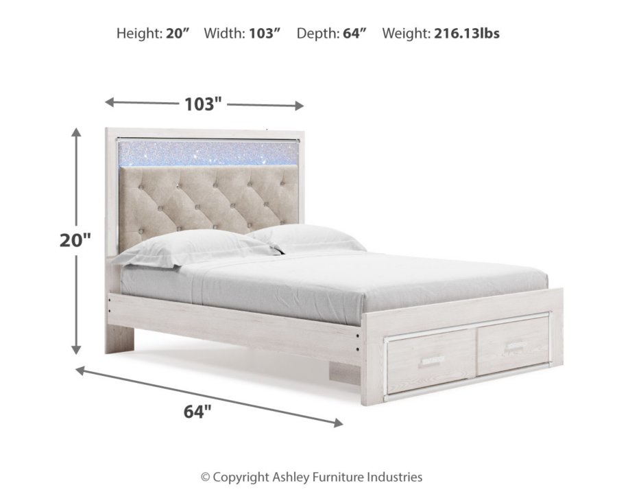 Cama Altyra Queen tapizada con panel y almacenamiento, cómoda y espejo - image 16