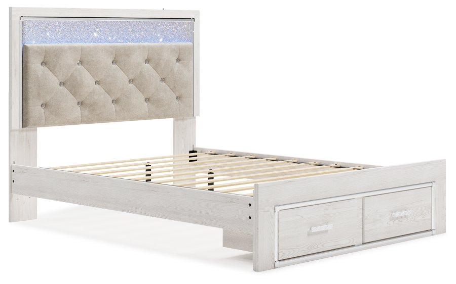 Cama Altyra Queen tapizada con panel y almacenamiento, cómoda y espejo - image 15