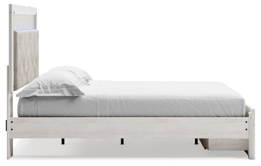 Cama Altyra Queen tapizada con panel y almacenamiento, cómoda y espejo - image 11
