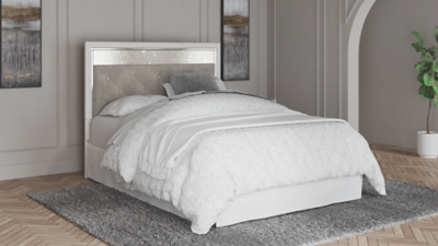 Altyra Queen Upholstered Panel Headboard, White, rollover