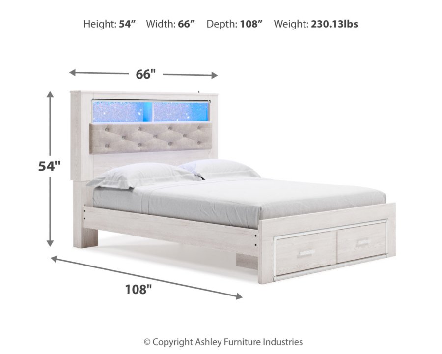Cama Altyra Queen con panel de almacenamiento, cómoda, espejo y 2 mesitas de noche - image 17
