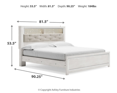 Altyra King Panel Bookcase Bed, White, large
