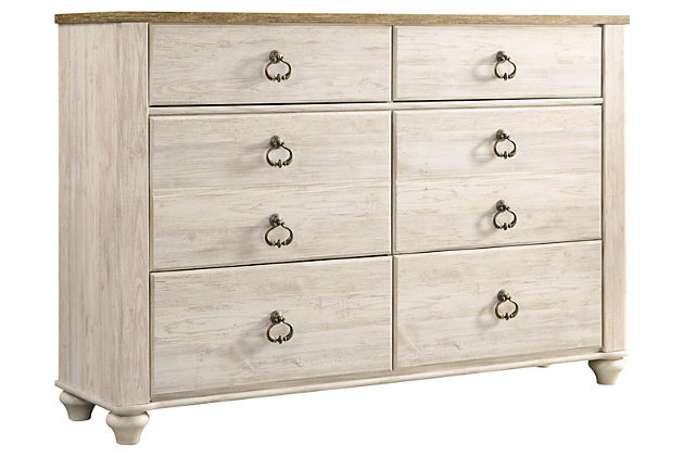 Willowton 6 Drawer Dresser 54 Wide, 50 Inch Wide White Dresser