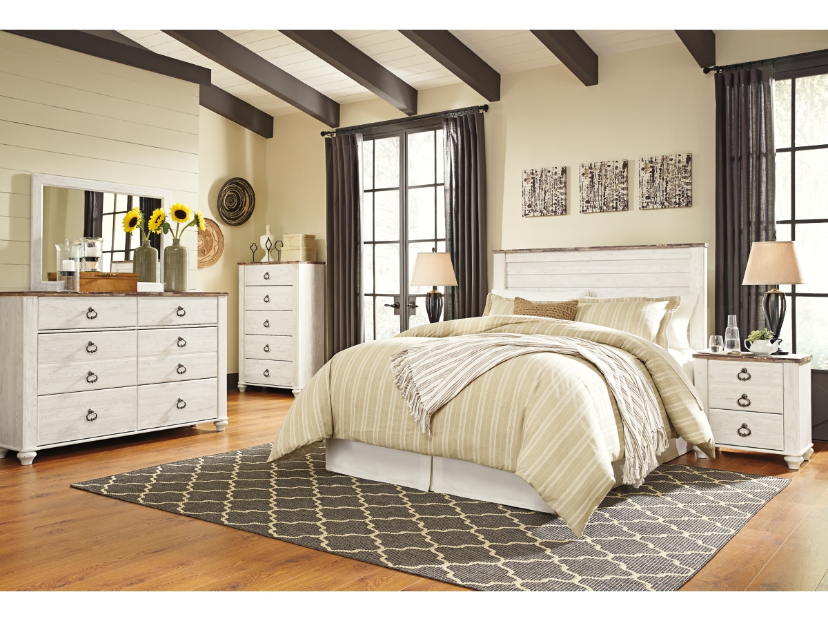 Willowton Panel Headboard - White Washed Willowton Panel Headboard - White Washed