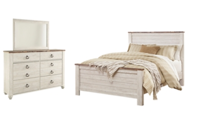 Willowton Queen Panel Bed with Mirrored Dresser | Ashley