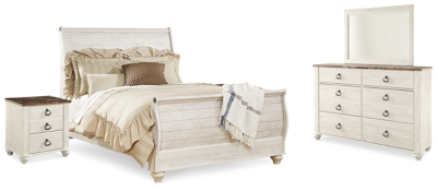 APG-B267-QS7 Willowton Queen Sleigh Bed with Mirrored Dresser a sku APG-B267-QS7