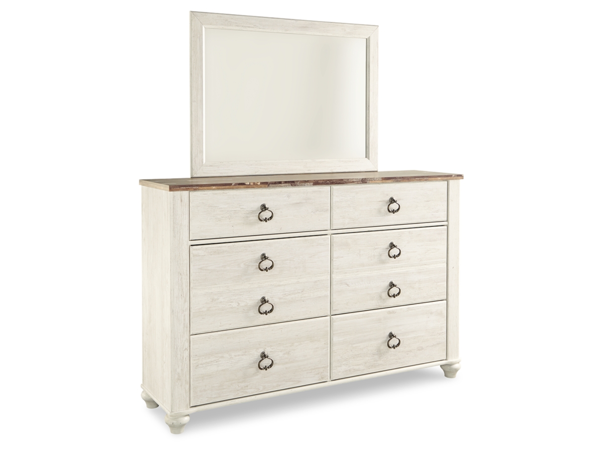 The Willowton Brown / Beige / White Six Drawer Dresser is available at  Discount Furniture Center proudly serving South Hill and Farmville, VA and  surrounding areas!