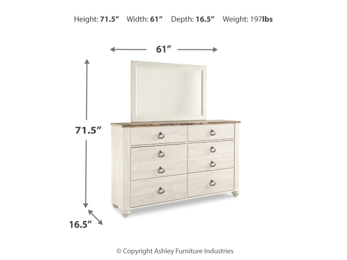 Willowton 6 Drawer Dresser and Mirror | Ashley