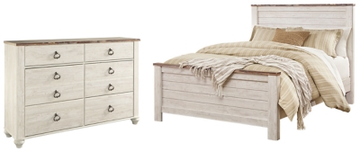 APG-B267-QPD Willowton Queen Panel Bed with Dresser, Whitewash sku APG-B267-QPD